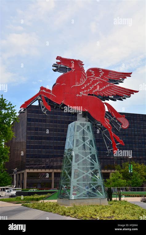 The Iconic Pegasus Flying Horse Sat On Top Of The Magnolia Building