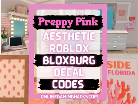 15 Aesthetic Roblox Bloxburg Decal Codes Preppy Pink