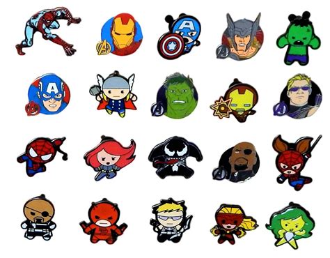 Marvel Avengers Themed 5 Disney Trading Pins ~ Randomly Assorted