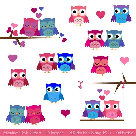 Valentine Owls Clipart Valentine Owls Clip Art Valentines Day Owls