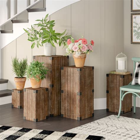 Gracie Oaks Harland 5 Piece Pedestal Plant Stand Set In 2020 Plant