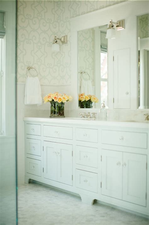 Vanity design for a under counter wash basin, having laundary basket and drawers inside for keeping toiletries. Country Chic Cottage Design - Home Bunch Interior Design Ideas