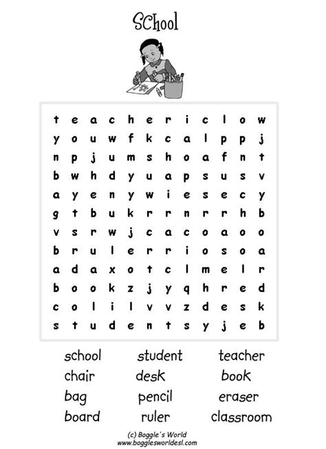 Classroom Objects Esl Word Search Puzzle Worksheets English Lessons