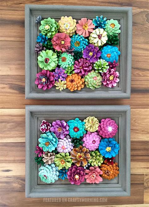 Framed Flower Decor Made From Pine Cones Crafty Morning