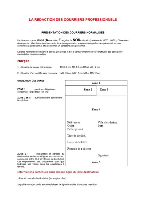 Norme Afnor Courrier Type / La Lettre Les Differentes Mentions Et Les