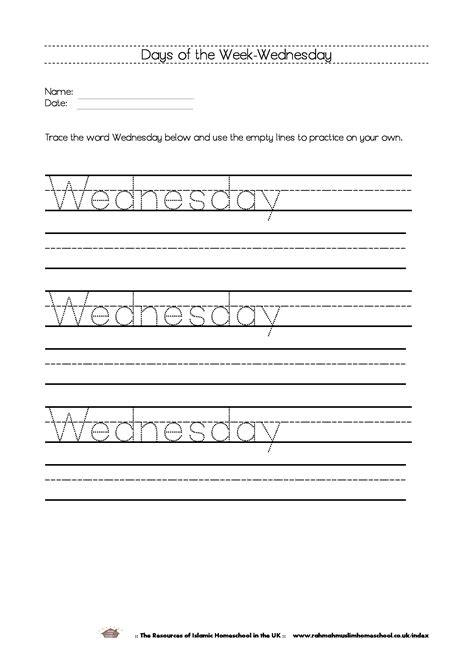 Free Printable Days Of The Week Workbook And Poster The
