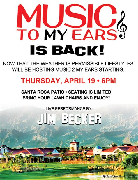 Music To My Ears Is Back Sun City Shadow Hills