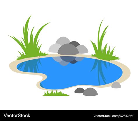Natural Pond Cartoon Outdoor Scene Royalty Free Vector Image