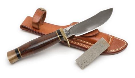Custom Skinning Knife With Leather Sheath And Sharpening Stone Approximat