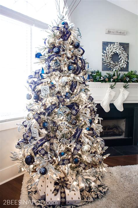30 Blue Christmas Tree Decorated