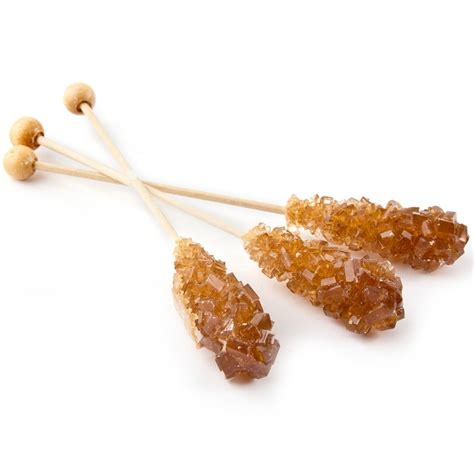 Brown Unwrapped Rock Candy Crystal Sticks Root Beer • Rock Candy