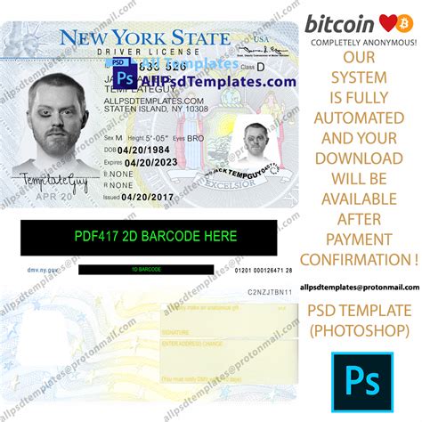 Fully Editable Ny New York Driving Licence Psd Template Gambaran
