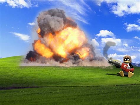 Explosionsbombs Bombs Explosions Linux Bliss Tux Windows Xp