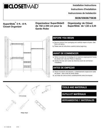 Closetmaid Ft Ft Organizer Guide D Installation Manualzz