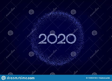 Happy New 2020 Year Vector Holiday Illustration Wireframe Neon
