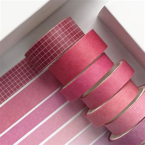 Washi Tape Set Of 8 Pure Color And Grid Washi Tapes Etsy