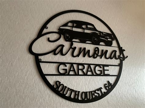 Personalized Metal Name Garage Sign Custom Car Location Etsy