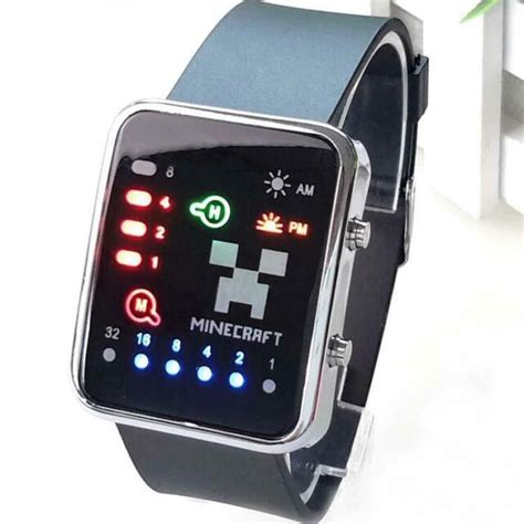 Minecraft Mojang Boys Flashing Creeper Face Lcd Digital Wrist Watch