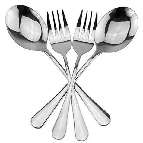 Serving Spoons And Large Serving Forks Set 4 Pack 2 Of Each Buffet