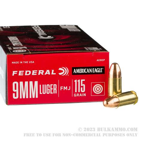 50 Rounds Of Bulk 9mm Ammo By Federal 115gr Fmj