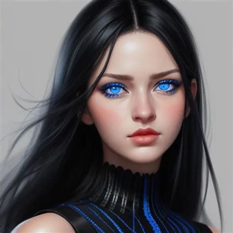 Hd Picture Resolution Black Hair Blue Eyes Woman
