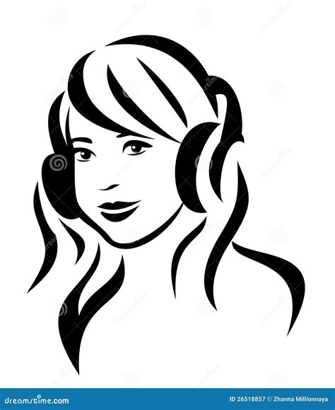 Girl With Headphones Stock Vector Illustration Of Headphones 26518857