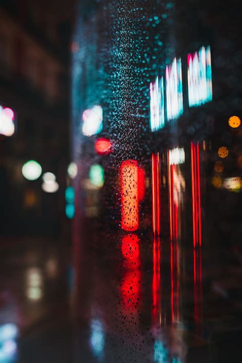 Glass Drops Neon Lights Reflection Hd Phone Wallpaper Peakpx