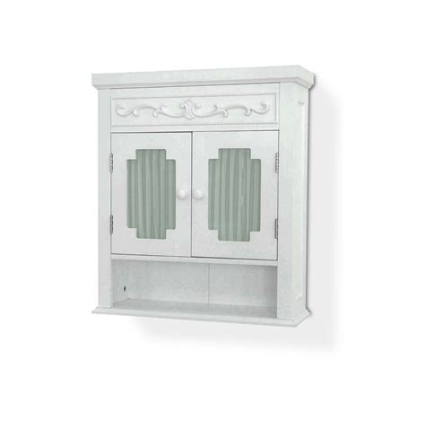 An elegant modern floating vanity unit of wooden materials in white. Bathroom Wall Cabinet Medicine White w Shelf Paneled Style ...