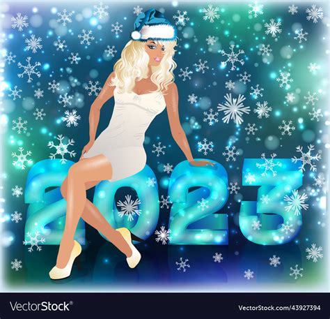 new 2023 year winter sexy santa claus girl vector image
