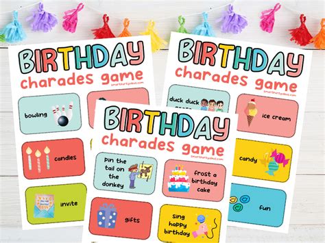 Free Printable Birthday Charades Game For Kids 24 Hysterical Game