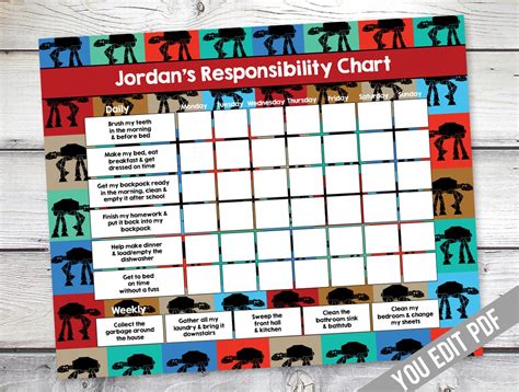 Star Wars Chore Chart Printable Reward Chart Responsibility Etsy