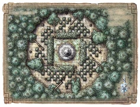 Temple Ruin Forest Altar Map Layout Dungeon Maps Map