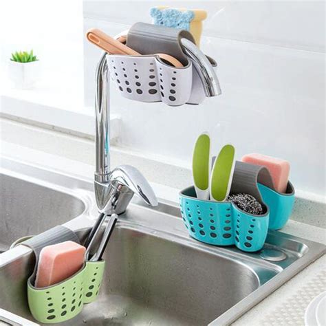 Abchousee Draining Kitchen Saddle Sink Tidy Caddy Sponge Holder For
