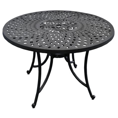 Either way, in this post, we'll weigh up the differences between the two materials and styles. Hampton Bay Nantucket Round Metal Outdoor Dining Table-8243000-0105157 - The Home Depot