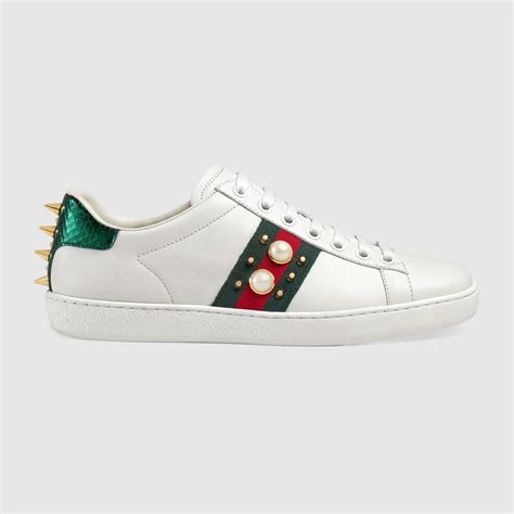 Ace Studded Leather Low Top Sneaker Gucci Womens Sneakers