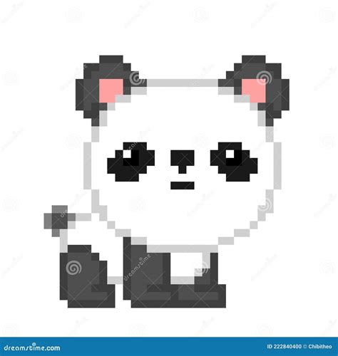 Pixel Panda Image 8 Bit Game Stock Vector Illustration Of Computer