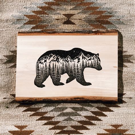Original Bear Wood Slice Art