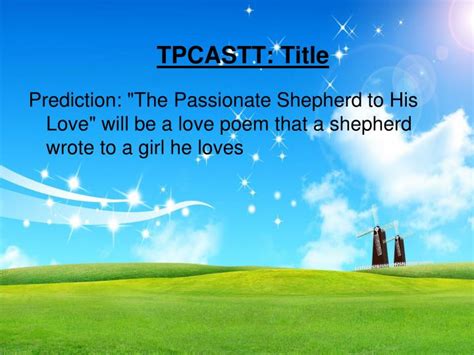 Ppt The Passionate Shepherd To His Love By Christopher Marlowe