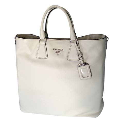 Prada Prada Vitello Phenix Talco Textured Leather Shopping Tote Bag