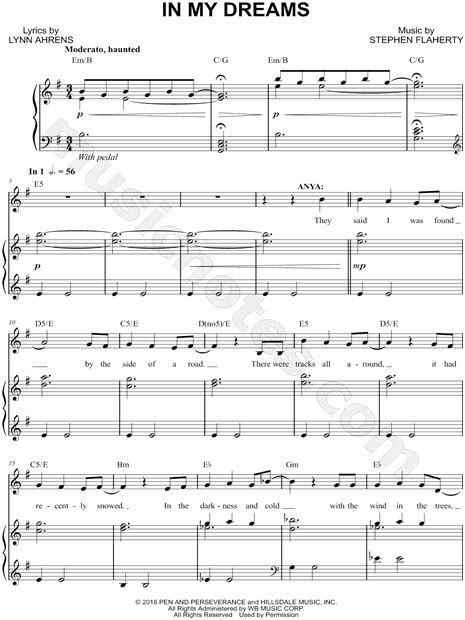 In My Dreams From Anastasia 2017 Sheet Music In E Minor