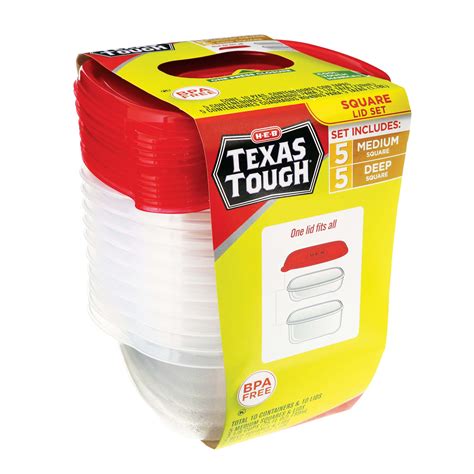 H-E-B Texas Tough Medium Square 25 oz Food Storage Containers Value