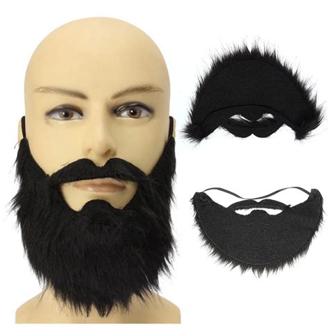 Fancy Dress Fake Black Beard False Moustache Elasticated Halloween Party Prom Props For Cosplay