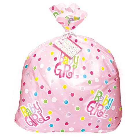 Jumbo Plastic Polka Dot Girl Baby Shower T Bag 44 X 36 In Pink