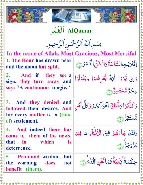 Read Surah Al Qamar With English Translation Quran O Sunnat