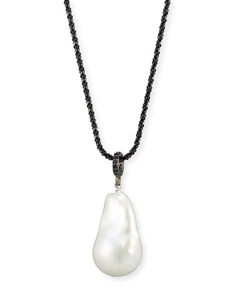 Margo Morrison Baroque Pearl Necklace With Black Spinel Neiman Marcus