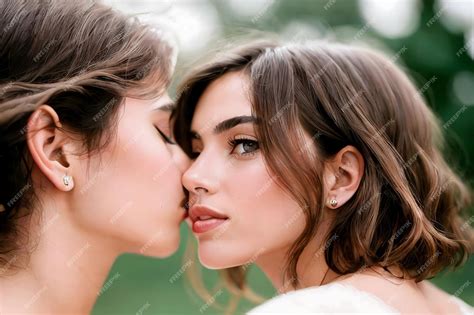 Premium Ai Image Two Beautiful Women In Kissing Pose