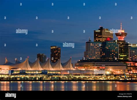 Canada Place And High Rise Buildings In The City Of Vancouver At Dusk