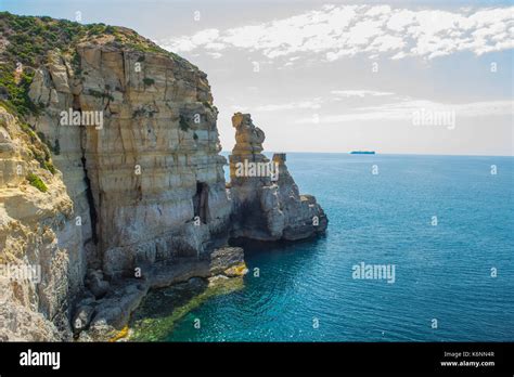 Maltese Cliff Showing Cliff Erosion Wave Cut Platform Sea Cave And