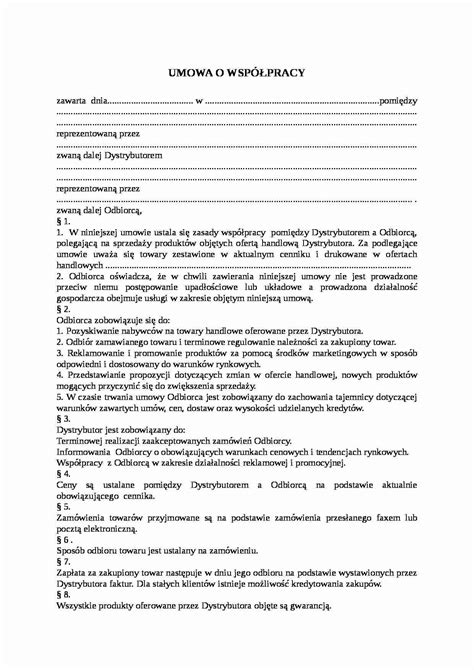 Wzór umowy umowa o współpracy Notatek pl