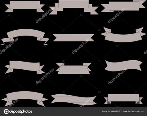 Set Simple Banners Basic Non Glossy Banners Black Isolated White Stock